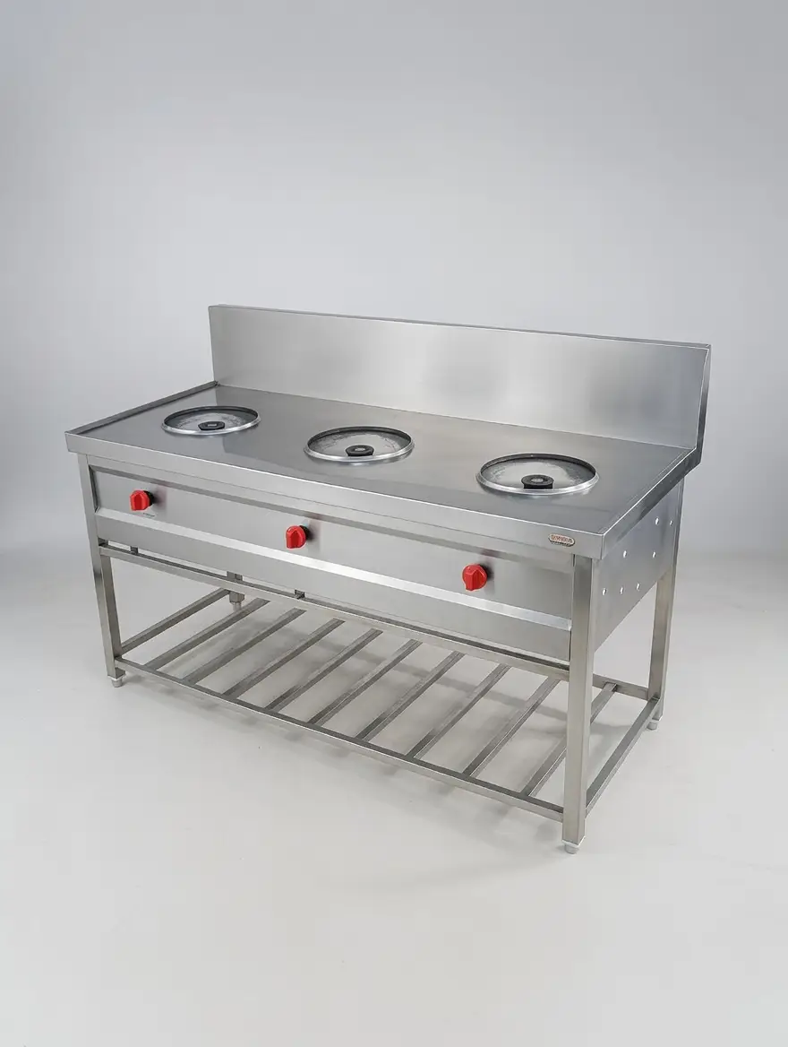 Three Burner Gas Stove Manufacturer in Hyderabad | Commercial 3 Burner Range