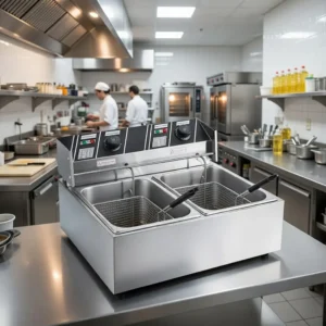 Industrial restaurant kitchen setup in Hyderabad, Telangana for hotels and catering businesses.
