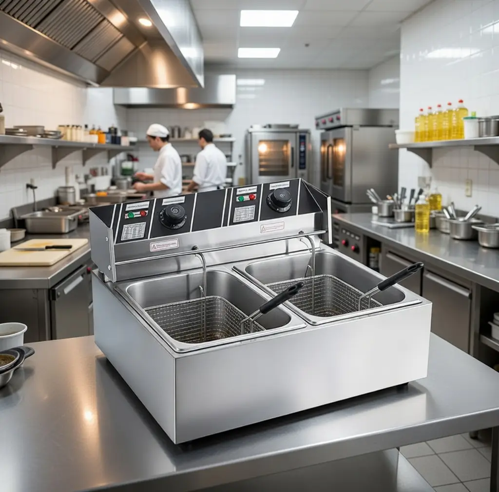 Industrial restaurant kitchen setup in Hyderabad, Telangana for hotels and catering businesses.