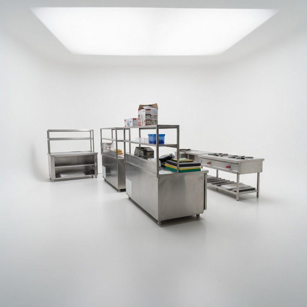 Commercial kitchen equipment supplier in Hyderabad, Telangana with stainless steel cooking range.