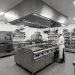 Hotel kitchen equipment manufacturer in Hyderabad, Telangana with oven and exhaust system.