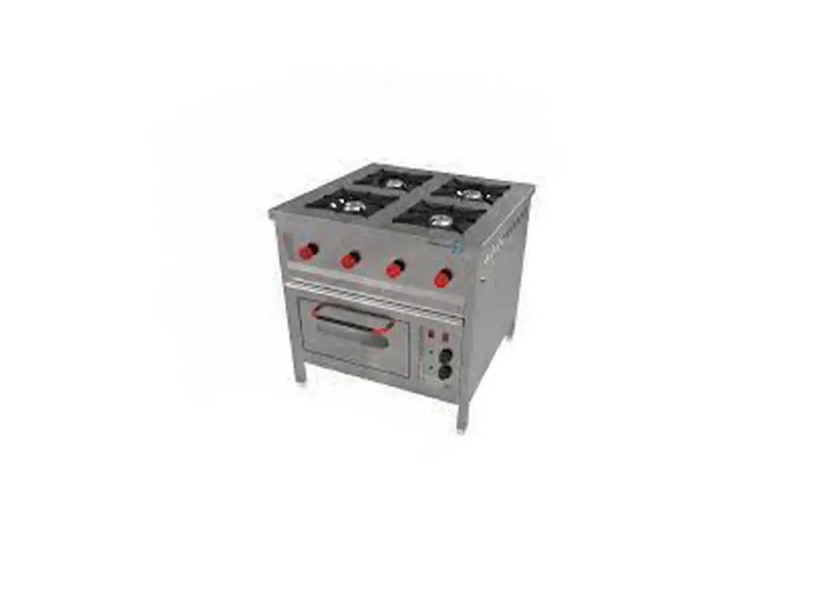 Commercial kitchen equipment supplier in Hyderabad, Telangana with stainless steel cooking range.